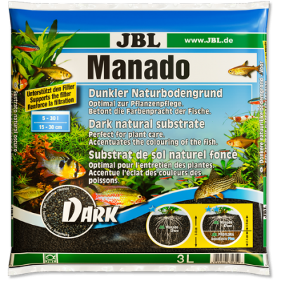 JBL Manado DARK 25l - Темный натуральный грунт для аквариумов, 3л