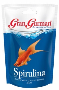 Gran Gurman Spirulina, корм для тропических рыбок, пакет 30г